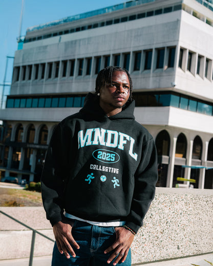 MNDFL HOODIE BLACK AND BLUE