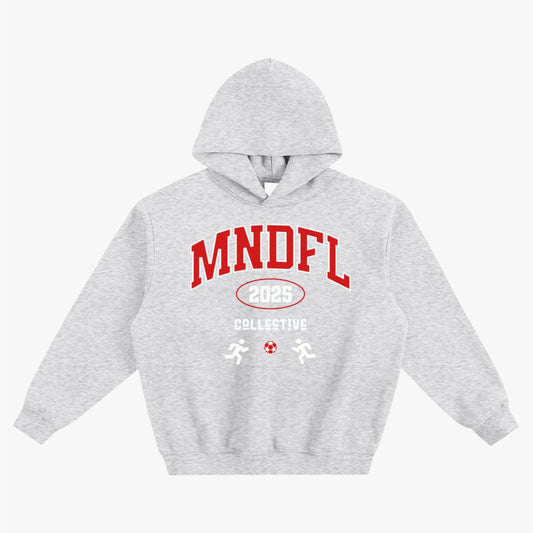 MNDFL HOODIE RED AND GREY